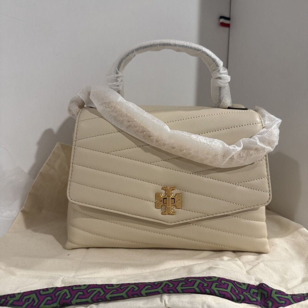 Tory Burch Kira Chevron Top Handle Satchel New Cream